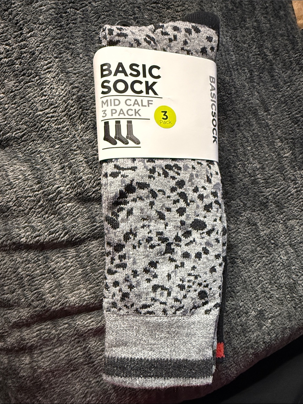 Basic Sock Men's Mid-Calf 3-Pack - Gray Pattern